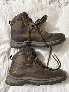 Timberland Brown and Tan Men's Rugged Leather Hiking Boots